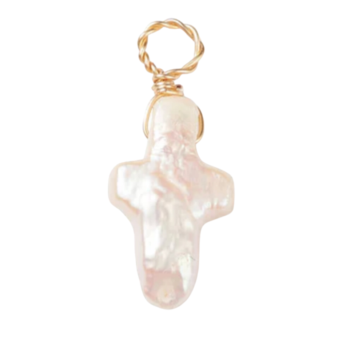 Pearl Cross Charm