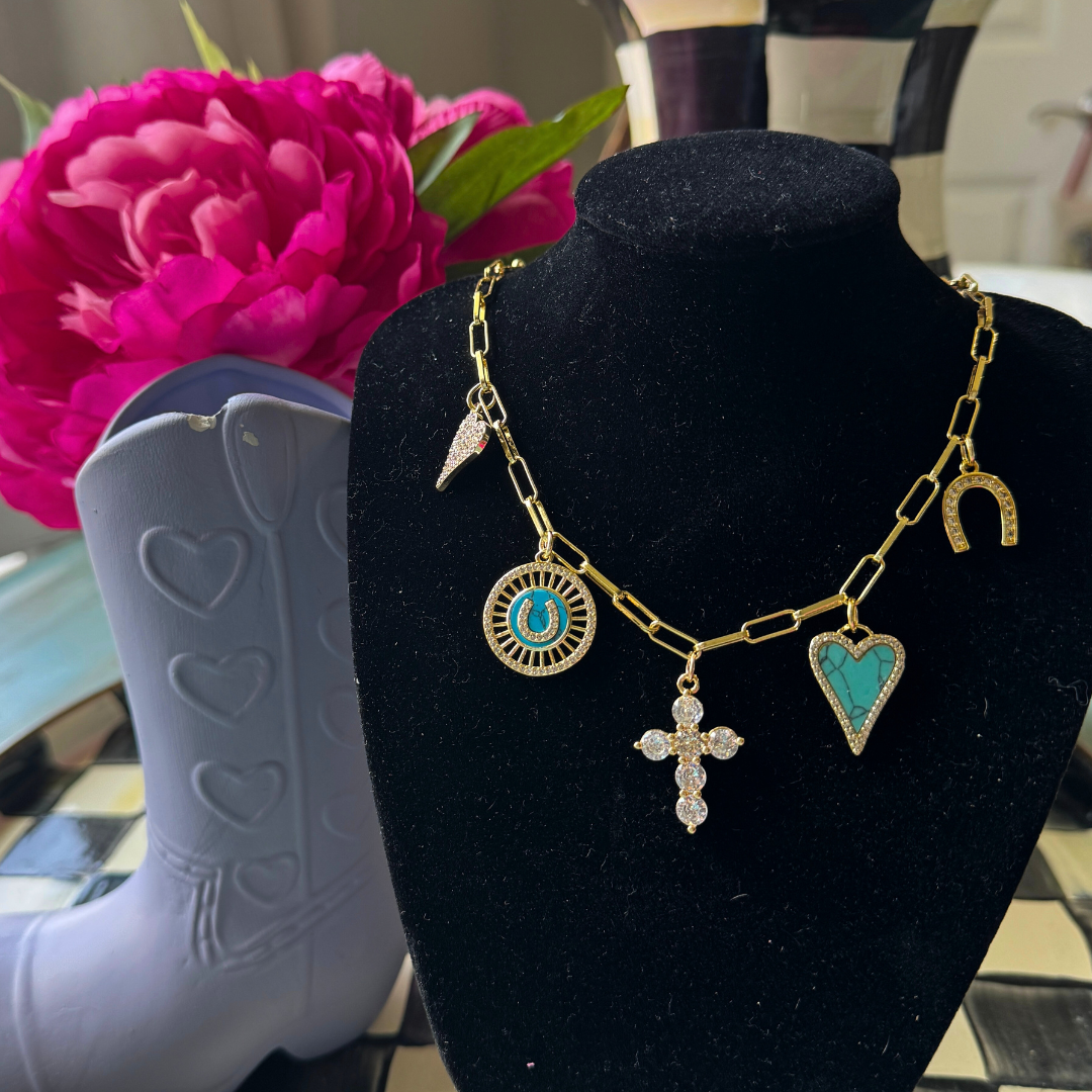 Turquoise Trail Charm Necklace
