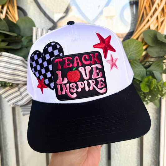 Checkered Heart Teacher Hat