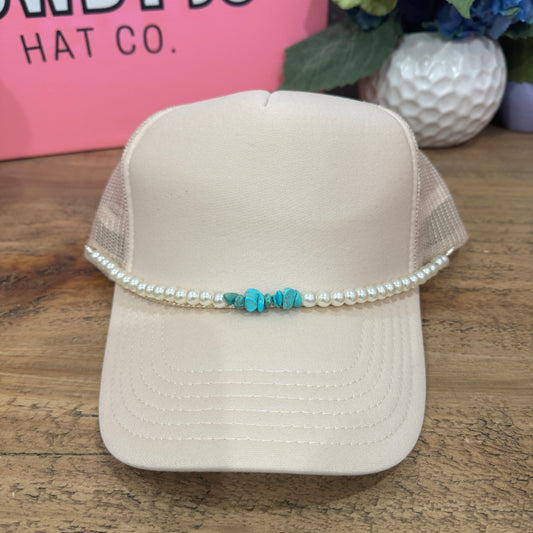 Turquoise Pearl Hat Chain